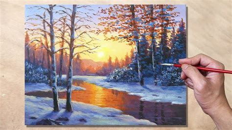 Acrylic Painting Winter Landscape - YouTube | Landscape art painting, Nature canvas painting ...