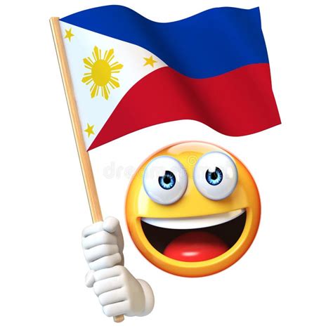 Emoji Holding Philippines Flag, Emoticon Waving National Flag of Philippines 3d Rendering Stock ...