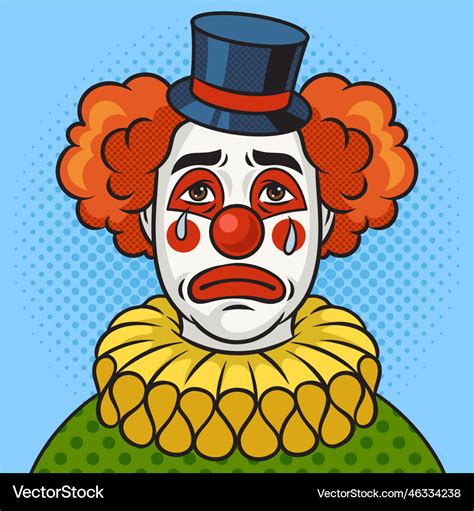 Crying sad clown pop art Royalty Free Vector Image