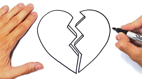 How to draw a Broken Heart Step by Step Love Drawings Tutorials