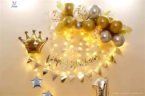 Premium Gold Theme Balloon Wall Decoration At Home - Loviesta