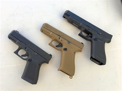 Glock 19X (G19X), Glock 19 (G19) Gen5, Glock 17 (G17) Gen5, and Glock 34 (G34) Gen5 at the Range ...