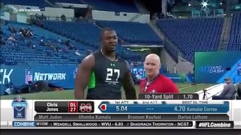 Chris Jones Defensive Lineman Crashes Out Of NFL Combine 40-Yard Dash ...