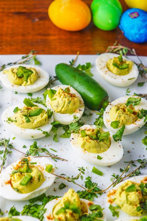 Spicy Deviled Eggs - Four to Cook For