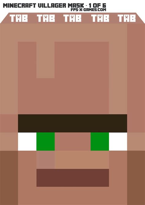 Printable Minecraft Villager Mask | Minecraft mask, Minecraft costumes