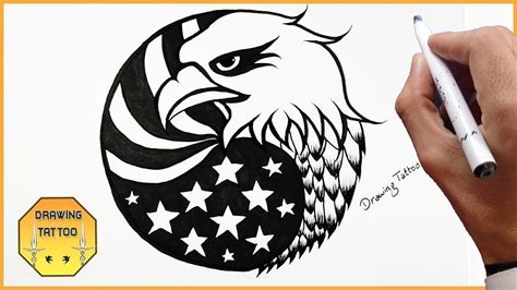 American Flag With Eagle Drawing