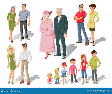 Family Generations Cartoon Set Stock Vector - Illustration of icons ...