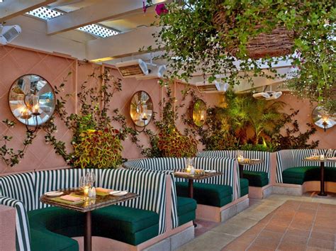 The Cabana Cafe | Dorchester Collection | Beverly hills hotel wallpaper, Cafe interior design ...