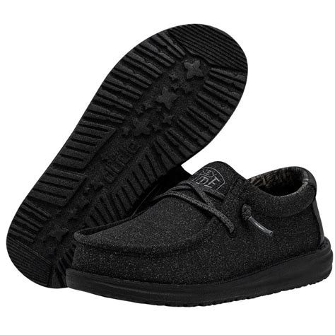 Hey Dude Boys Wally Youth Slip On Shoes-Basic Black | Cleary's Shoes ...