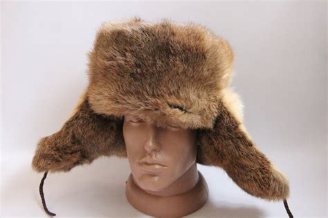 Winter Rabbit Fur Hat Natural Ushanka Hat Russian Winter Fur | Etsy