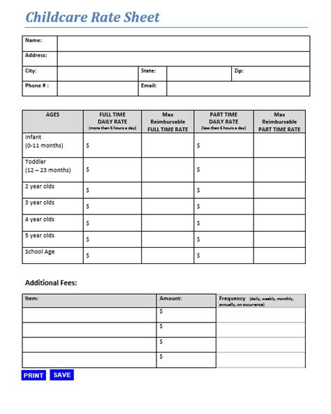 Rate Sheet Template | Free Sheet Templates