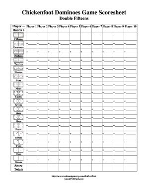 Chickenfoot Dominoes Game Scoresheet Double Fifteens 2012-2023 - Fill and Sign Printable ...