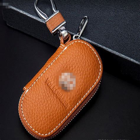 Car key case,Genuine Leather Car Smart Key Chain Keychain Holder Metal ...