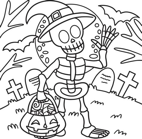 Haloween Skeleton Coloring Pages