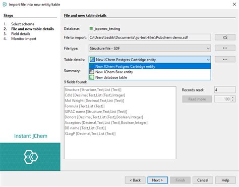 JChem PostgreSQL Cartridge in Instant JChem | Chemaxon Docs