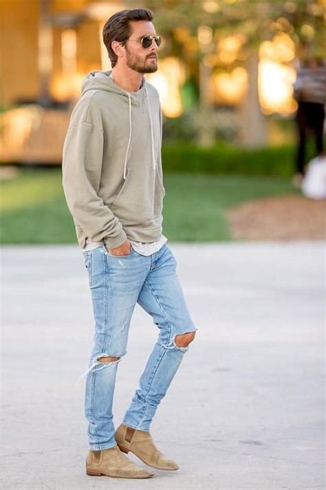 Beige Hoody, Chelsea Boots Fashion Tips With Light Blue Jeans, Mens ...