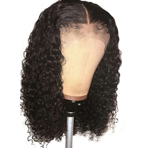 Curly Bob 360 Lace Frontal Wig Short Human Hair Wigs Malaysian Remy 180 Density Lace Front Human ...