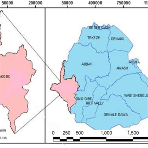 Location map of Baro-Aakobo river basin relative to Ethiopian river basins | Download Scientific ...