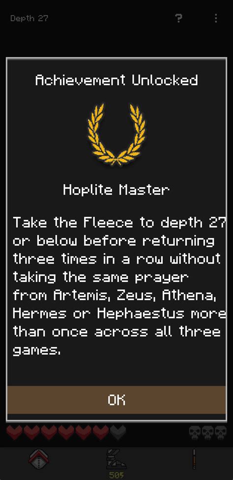 I finished the hoplite master just now - which is the last achievement I need to complete ...