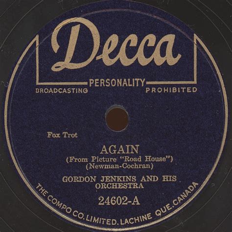 Gordon Jenkins And His Orchestra – Again (1949, Shellac) - Discogs