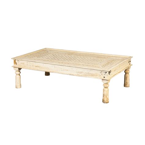 Unique solid wood coffee table made from recycled original Indian door - LaVida Oriental Heritage