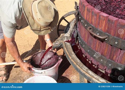 Farmer Extracting Red Grape Juice for Wine-making Editorial Stock Photo - Image of maker, grape ...