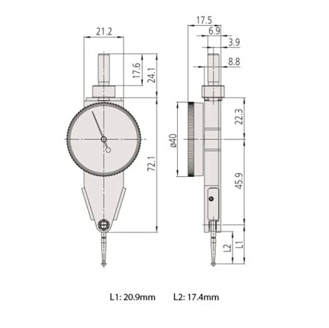 Mitutoyo 513-484-10T (0.01mm) Parallel Type Dial Test Indicator 4/8mm Stem With Bracket 0.8mm - DML