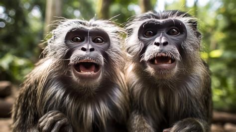 Premium AI Image | Emperor Tamarin two monkeys taking a selfie generative AI