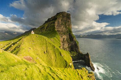 Kallur lighthouse, Kalsoy island, Faroe Islands, Denmark, Europe ...