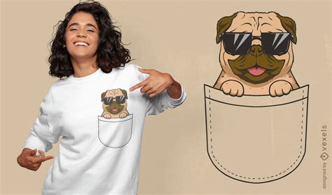 Pug Dog Animal In Pocket T-shirt Design Vector Download