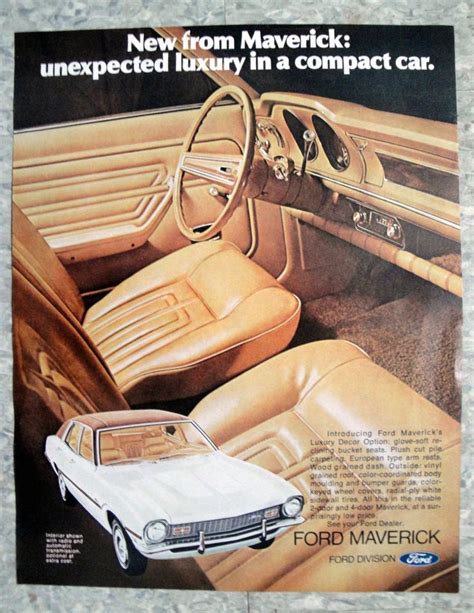 1972 Ford Maverick Interior Luxury Compact Original 13.5 - Etsy | Ford maverick, Ford, Mavericks