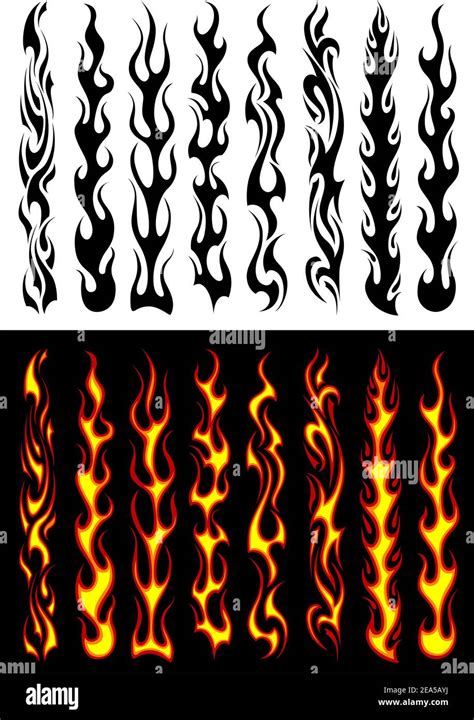 Set of orange and black tribal flames for tattoo design Stock Vector ...