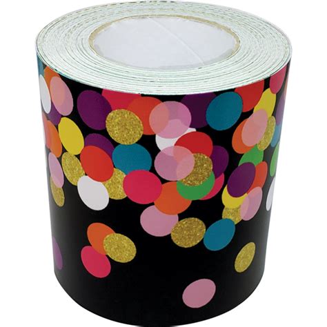 Colorful Confetti on Black Straight Rolled Border Trim - TCR8898 ...