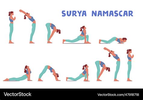 Female character doing surya namaskar yoga Vector Image