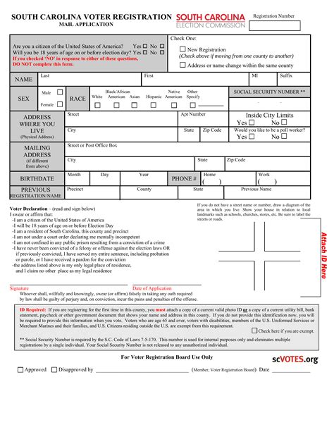 Free South Carolina Voter Registration Form - Register to Vote in SC - PDF – eForms