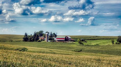 HD wallpaper: iowa, farm, barn, sky, clouds, landscape, agriculture ...