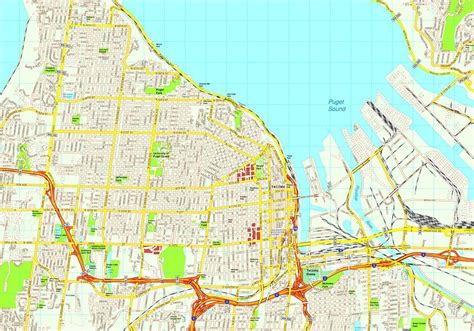 Tacoma digital map | Digital Maps. Netmaps UK Vector Eps & Wall Maps