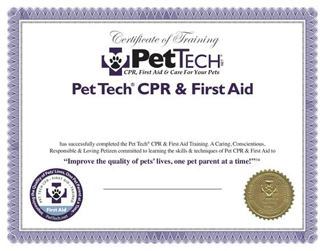 Pet CPR & First Aid Certificates (Pack of 10)