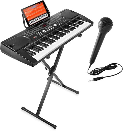 Buy Hamzer 61-Key Electronic Piano Electric Organ Music Keyboard with Stand, Microphone, Sticker ...