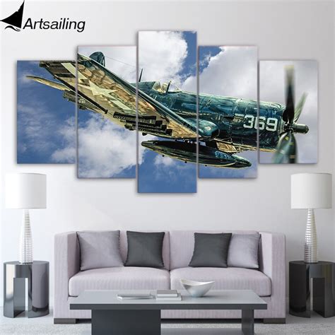 Aliexpress.com : Buy 5 piece canvas art HD print jet aircraft vintage plane painting paintings ...