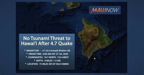 No Tsunami After 4.7 Hawai‘i Island Earthquake : Maui Now