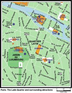 Map of the Quartier Latin | Quartier Latin | Paris latin quarter, Paris neighborhoods, Latin quarter