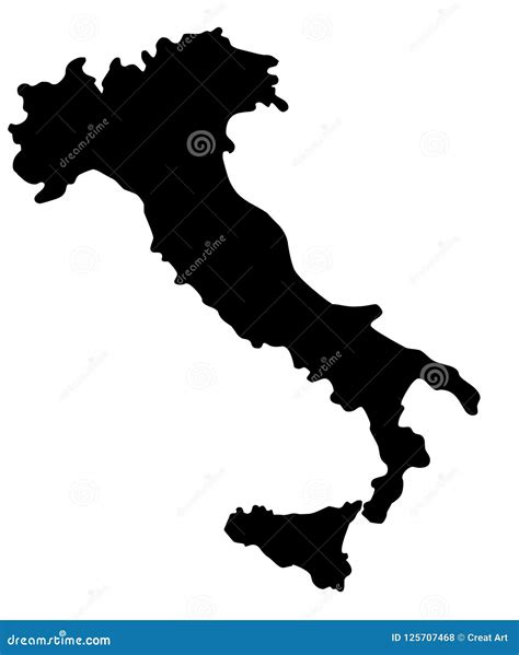 Italy Map Silhouette Vector Illustration Stock Vector - Illustration of ...