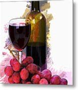 Marker Sketch Wine Glass Bottle and Grapes Painting by Elaine Plesser ...