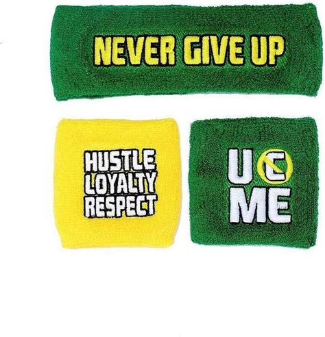 WWE John Cena Earn The Day Green Yellow Headband Wristbands Set - Arm ...