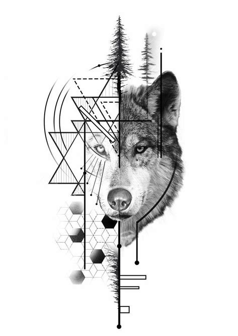 Geometirc Wolf Tattoo Design #Design #Geometirc #Tattoo #Wolf - Dotwork - #design #Dotwork # ...