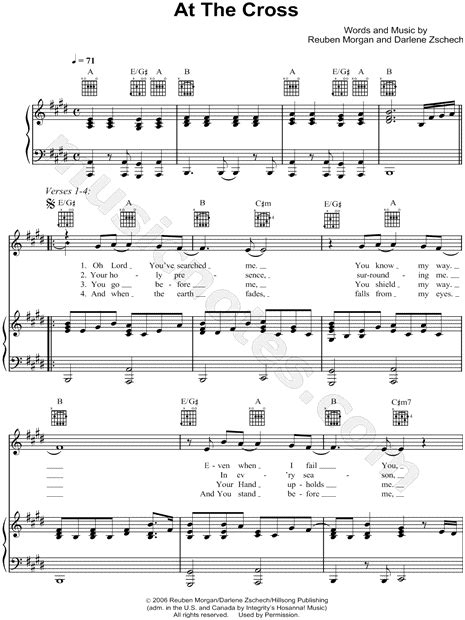 Hillsong Live "At the Cross" Sheet Music in E Major (transposable ...