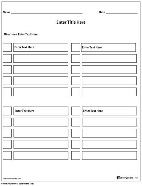 Checklist With Boxes Template