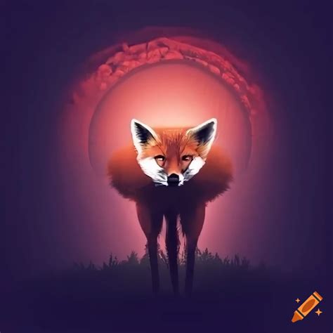 Lonely forest with a fox