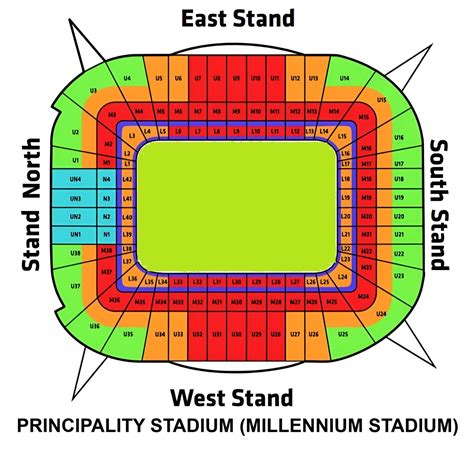 Principality Stadium Seating Chart with Rows and Seat Numbers 2024